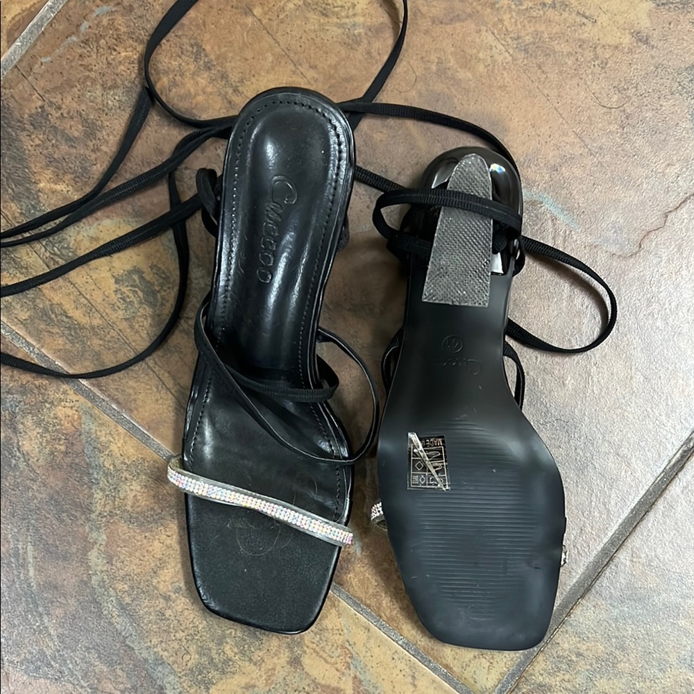 Caparros Black and Silver Strappy Heels